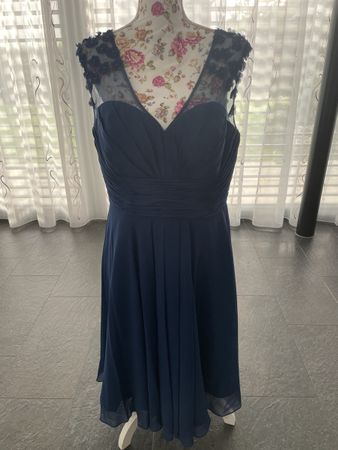 Cocktailkleid, Abendkleid, blauer Chiffon, Gr. 46