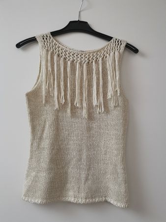 VIA APPIA / 38 / M /Damentop/ beige Fransen Boho gestrickt