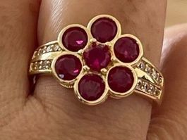 Grosse bague vintage plaquée 57,5  pierre grenat