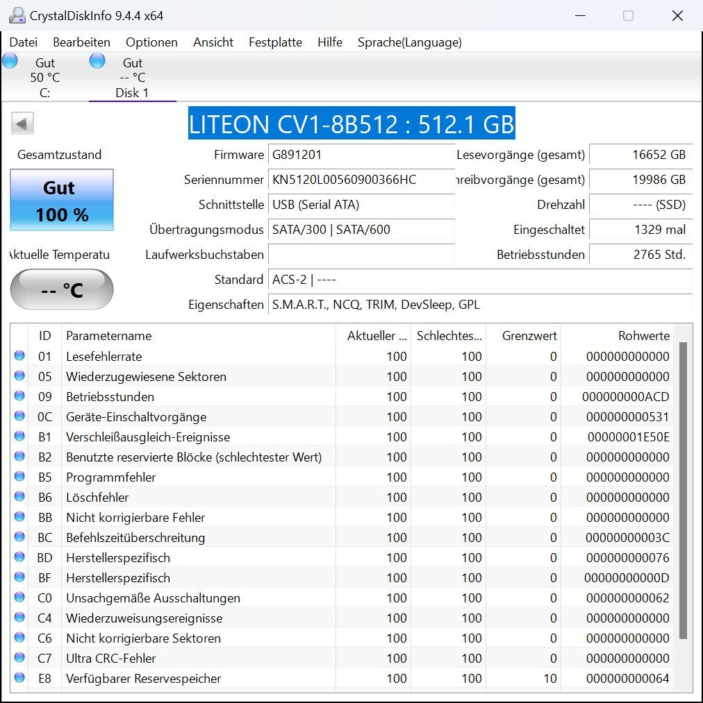 Harddisks: LITEON CV1-8B512 512GB Gebraucht – Gebraucht aus Zürich von HarlacherIT 1