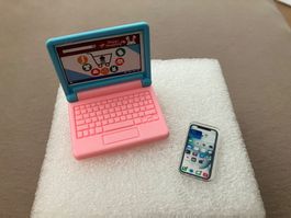 Miniaturen 1 Laptop und 1 Handy für das Puppenhaus,