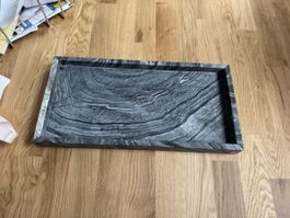 Tablett aus Marmor grau schwarz rechteckig guter Zustand