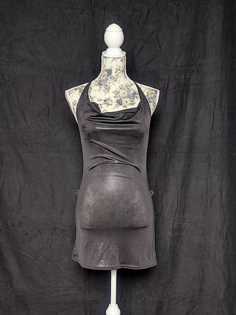 Dunkelgraues Minikleid Neckholder Gr. S glänzend