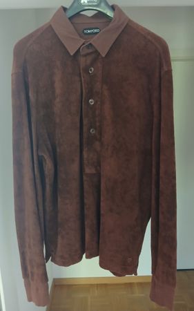 Tom Ford, Long Sleeve Towelling Polo, 54, Braun