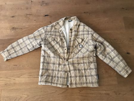 Winterjacke, beige gestreift, M