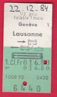 KARTON BILLETT, GENÈVE - LAUSANNE, 1.KLASSE, RETOUR, HALBTAX