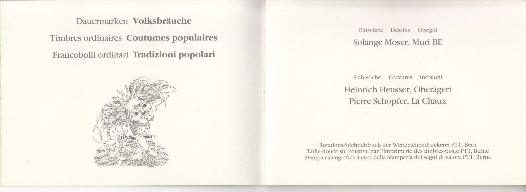 Tutti i francobolli: Volksbräuche 1977 4er-Block in PTT-Heftchen 1982 – Usato da Bürglen TG venduto da StampGraf 1