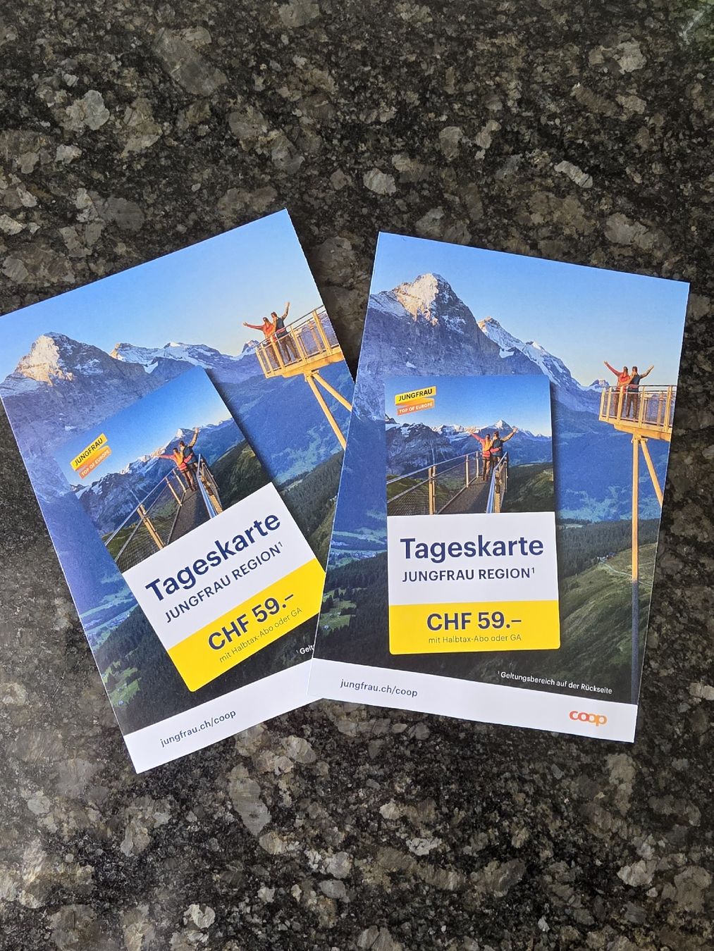 SBB/CFF/FFS Buoni: Tageskarten Jungfraujoch 2x – Nuovo e nell'imballaggio originale da Zufikon venduto da manifesto