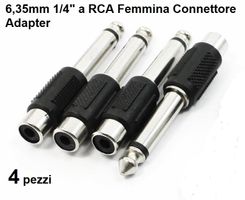 Adapter/Connettore 6,3mm1/4 a RCA Femmina  (4 pezzi)
