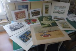 Lot Bilder - Diverse Lithos, Drucke, Stiche, usw. im PP