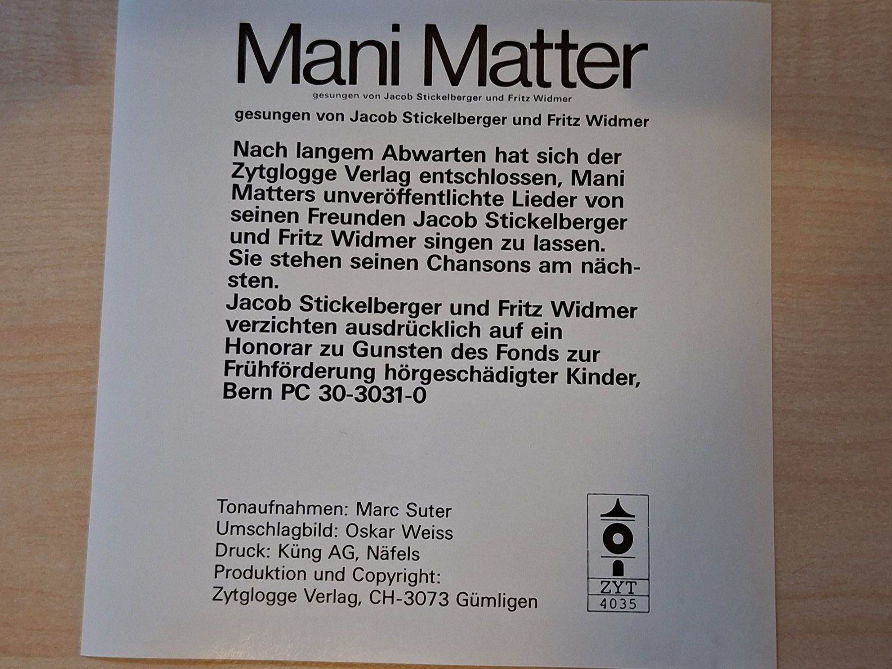 CD: 2CDs: Mani Matter: Matter-Rock und dr Kolumbus – Usato da Glashütten venduto da Christheswiss 3
