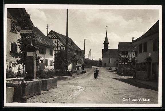 Ansichtskarten: Schlatt /TG, Strassenpartie mit Kirche – Gebraucht aus Berlin von bartko-reher