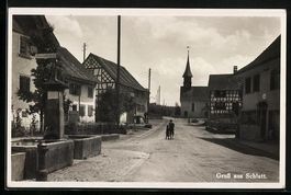 Schlatt /TG, Strassenpartie mit Kirche