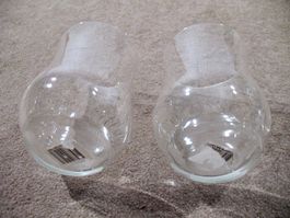 2x Windlicht Glas plus Teelicht Kerze Silber gross