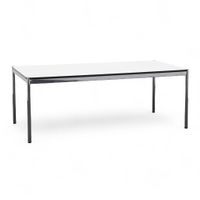 USM Haller Tisch, 200 x 100 cm, perlgrau/verchromt