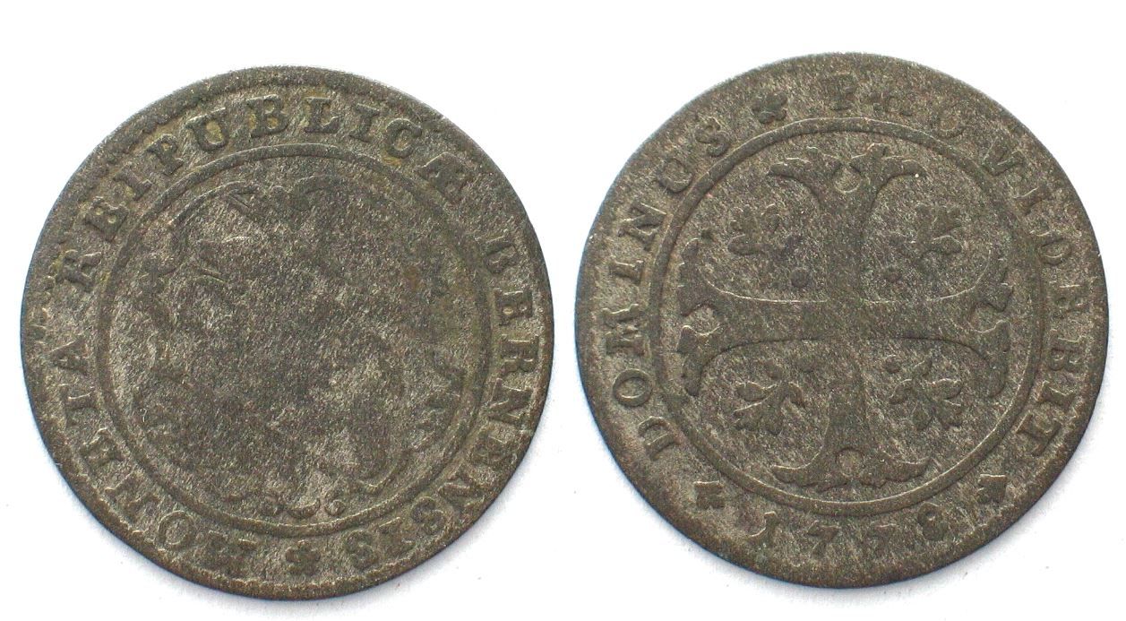 Tutti le monete: BERN Halbbatzen 1778 Billon – Usato da Riehen venduto da sesambestcoins2004