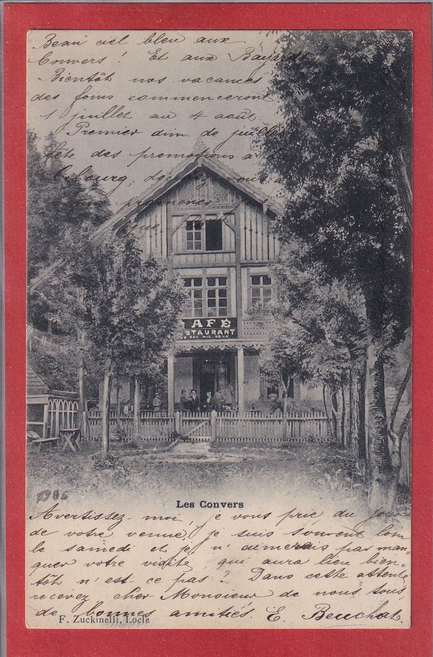 Cartoline postali: Les Convers - Restaurant -1908 – Usato da Orvin venduto da Pyaeschli