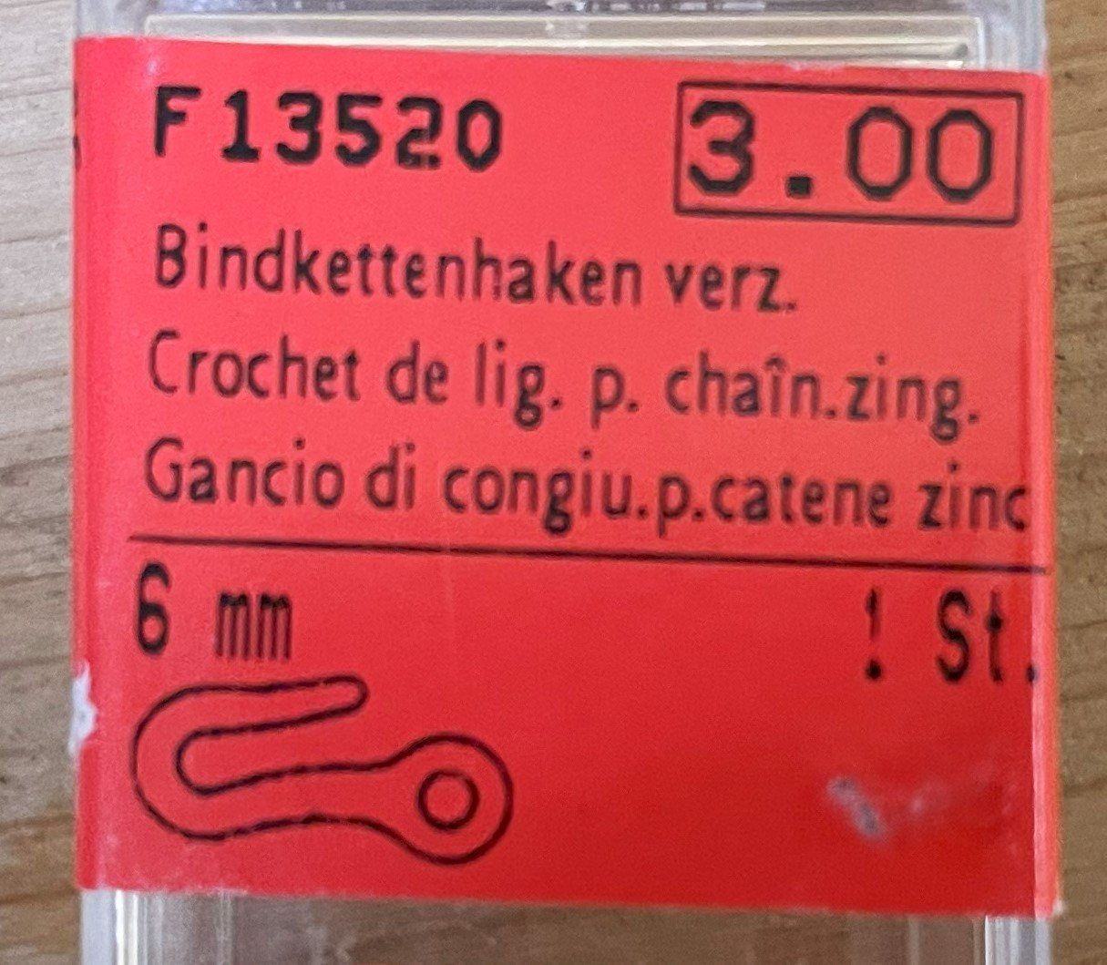Ferramenta: Bindkettenhaken(6 Stück) – Nuovo e nell'imballaggio originale da Oftringen venduto da Vucki 1