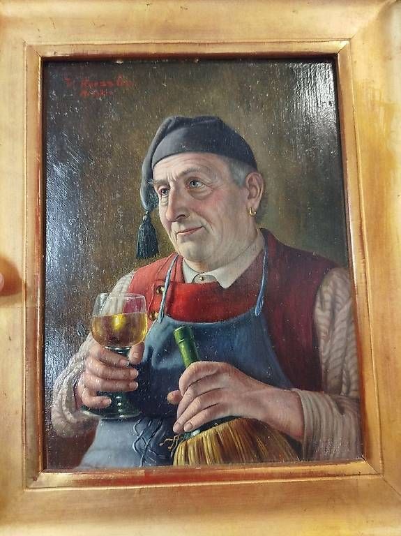 Dipinti: Antikes Ölgemälde Walter Roessler "Sommelier" – Usato da Rupperswil venduto da Viland_Dann 4