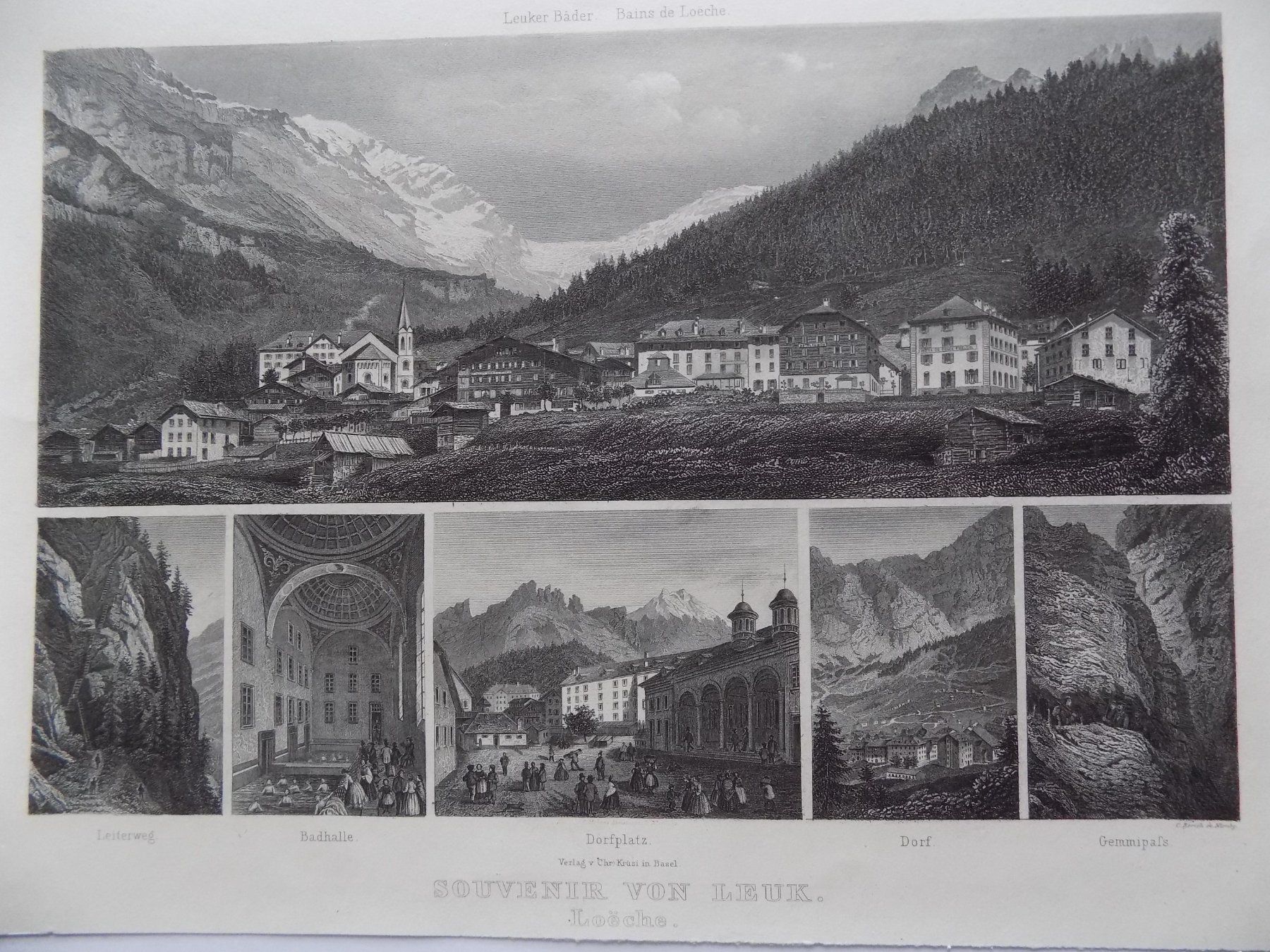 Incisioni: Leuk Souvenir um 1870 – Usato da Risch venduto da Antikfee 4