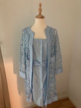 Etui- Cocktail- Hochzeit Kleid Hellblau Grösse S