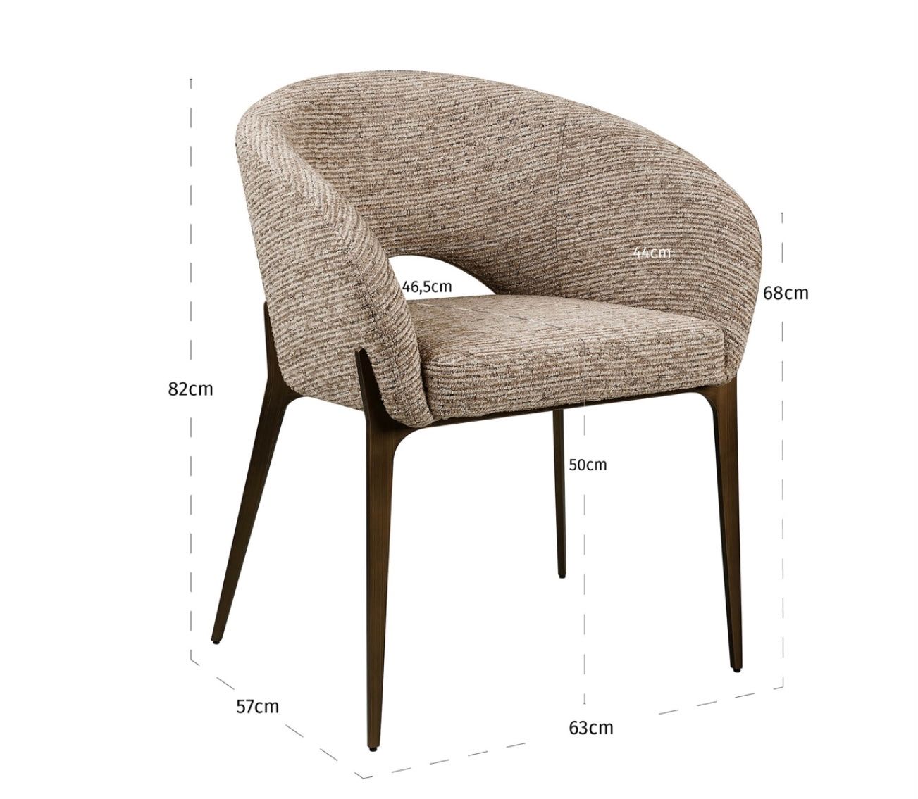 Sedie: RICHMOND INTERIORS Dining chair Kenzi mocca linear fire reta – Nuovo e nell'imballaggio originale da Ruswil venduto da Miami-2026 6