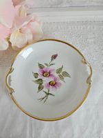 Kleiner Teller Gebäckteller Shabby Chic  Rosen mit Goldrand
