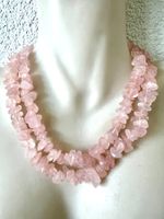 Vintage Rosenquarz Longkette mit Silberschliesse Unikat 79cm