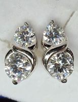 Boucles d'oreille argent diamants de moissanite de 1,2 ct