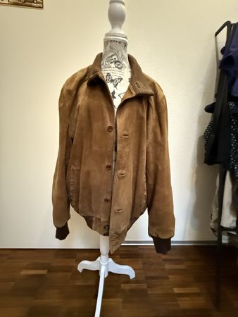 Herren Wildlederjacke Gr. 56 braun gefüttert Übergangsjacke