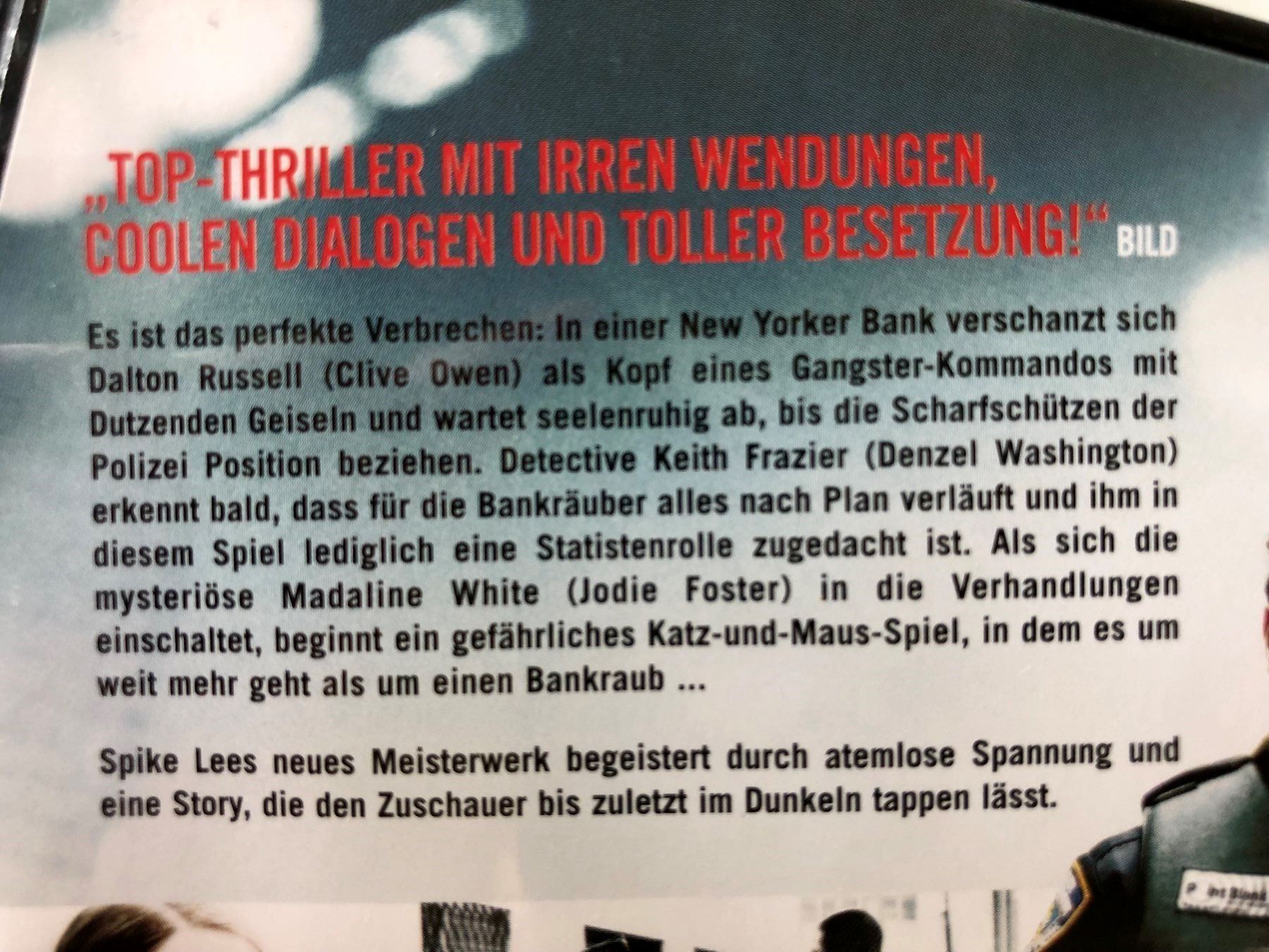 Alle DVDs: DVD - INSIDE MAN – Gebraucht aus Gommiswald von Aloha.Spirit 2