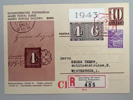 1943 Karte Schw. Postmuseum 10er Karte mit 258+196