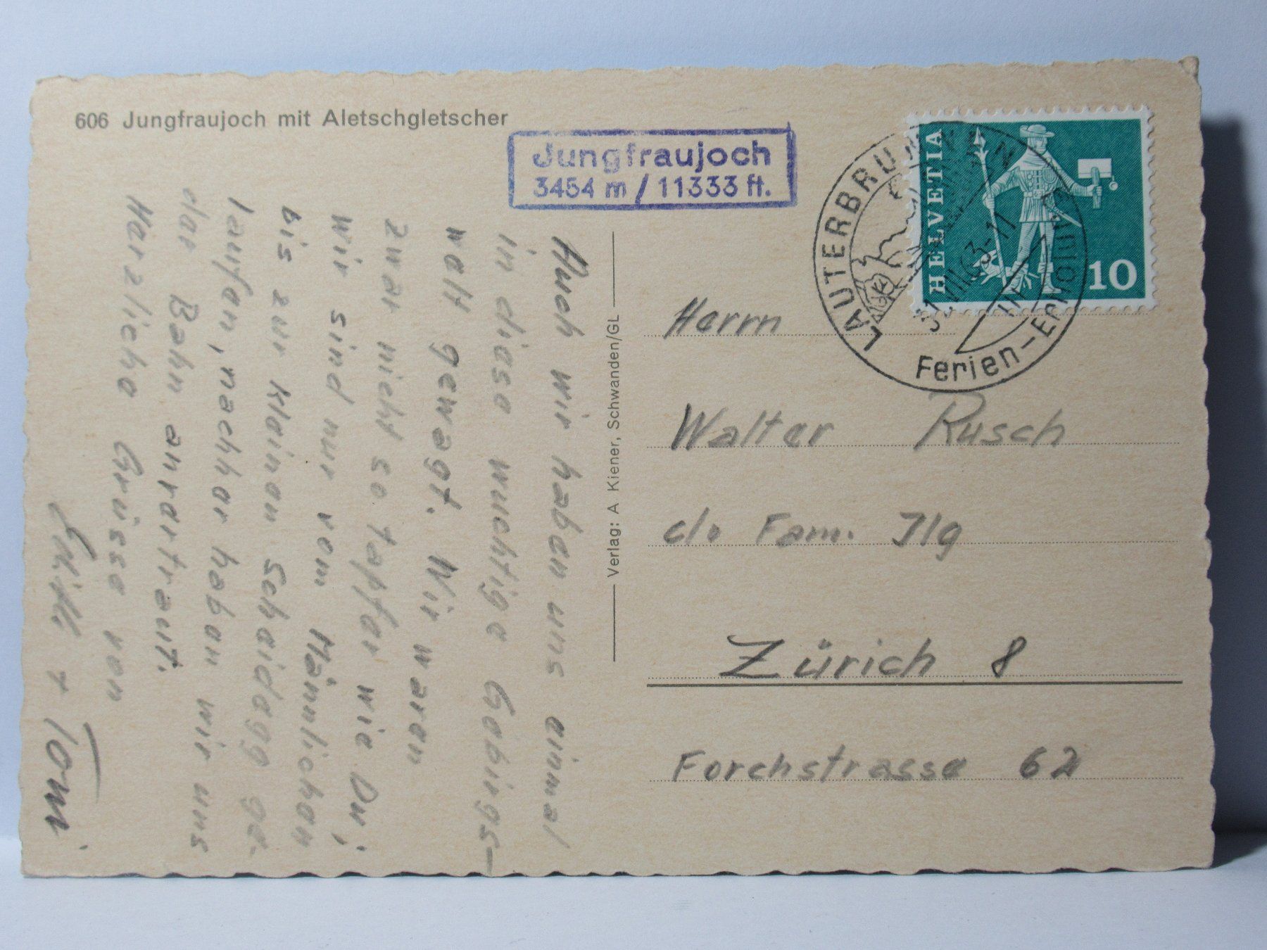 Ansichtskarten: Jungfraujoch mit Aletschgletscher  1963 – Gebraucht aus Grenchen von Bluemchen1900 1