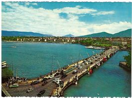AK Genève, Pont du Mont Blanc, gelaufen 1971
