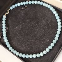 Aquamarin-Kette, Edelstein-Collier, ca. 44 cm lang 925 Versc