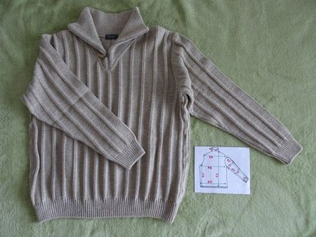 Herren Wollpullover beige Gr. L/52 = Skizze