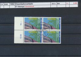 1992 "Eisenbahnverkehr", Viererblock, ET - Stempel