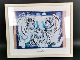 ROLF KNIE - "3 weisse Tiger" Kunstdruck