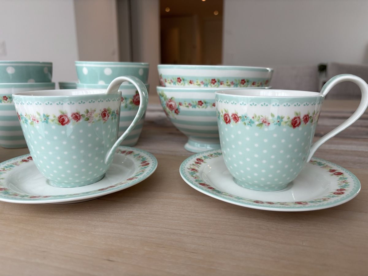 Greengate Set di piatti: GreenGate Geschirr Set türkis – Usato da Winterthur venduto da Rahelsu 1