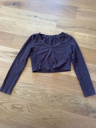 Langarm Crop Top dunkelbraun 