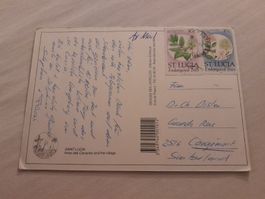 Rare Carte Postale de Sainte-Lucie avec Timbres, Suisse!