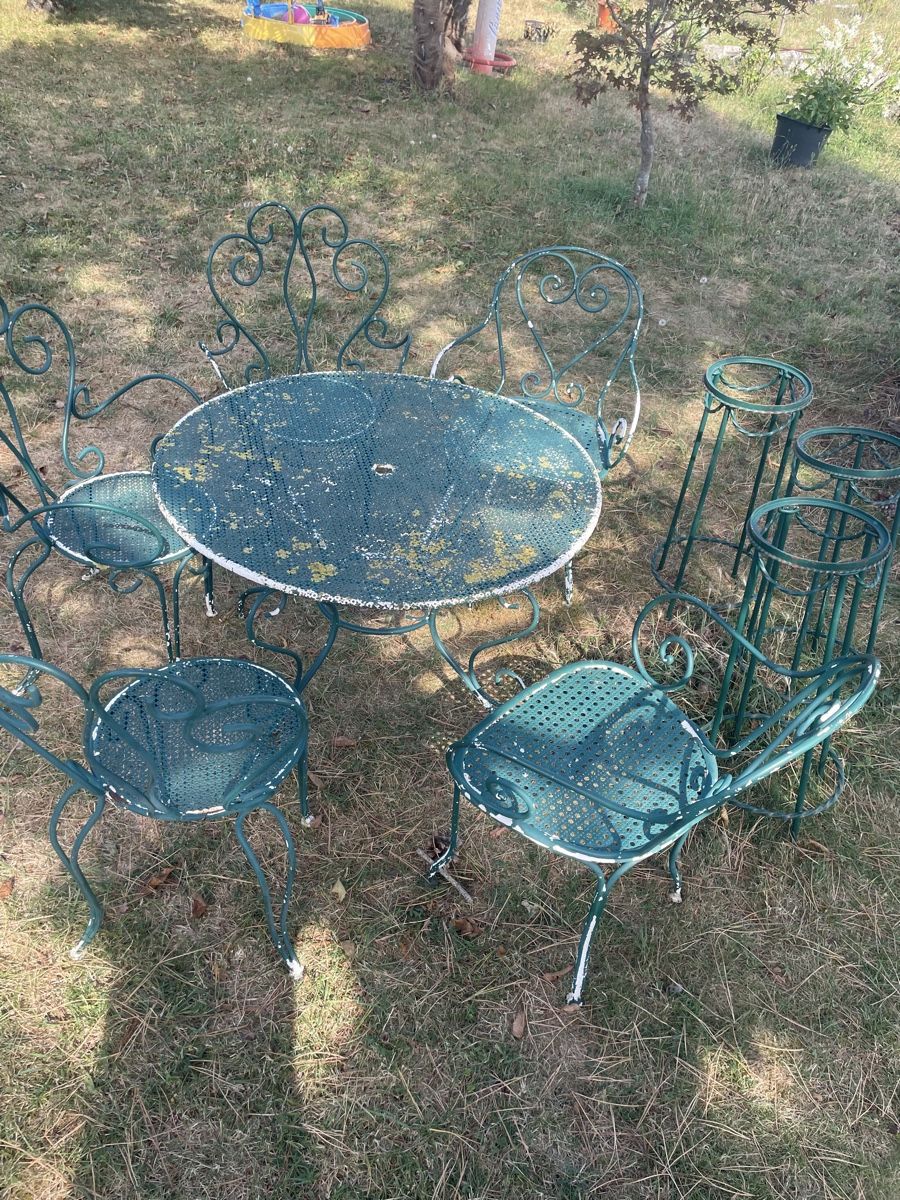 Set de table et chaises: Ensemble table et chaises jardin fer forgé vert usagé – D'occasion à Meyrin par jul_km5p 3