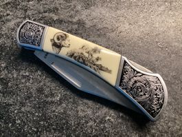 Sackmesser/Jagdmesser Falkner "WIDDER“ zieselierte Schalen
