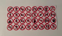 Stickerbogen mit lustigen Verbotsschildern