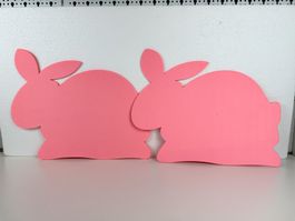 2 x Hasen Deko rosa Filz Basteln Frühling Tischset