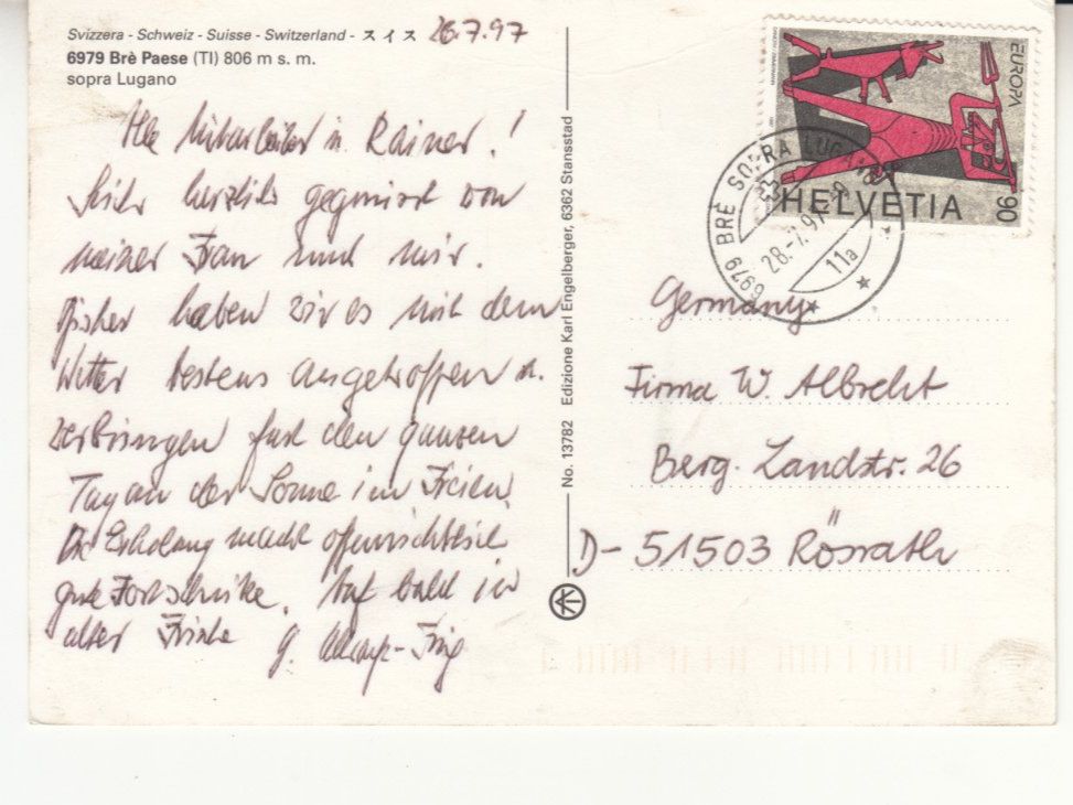 Ansichtskarten: Brè Paese 1997 – Gebraucht aus Bürglen TG von StampGraf 1