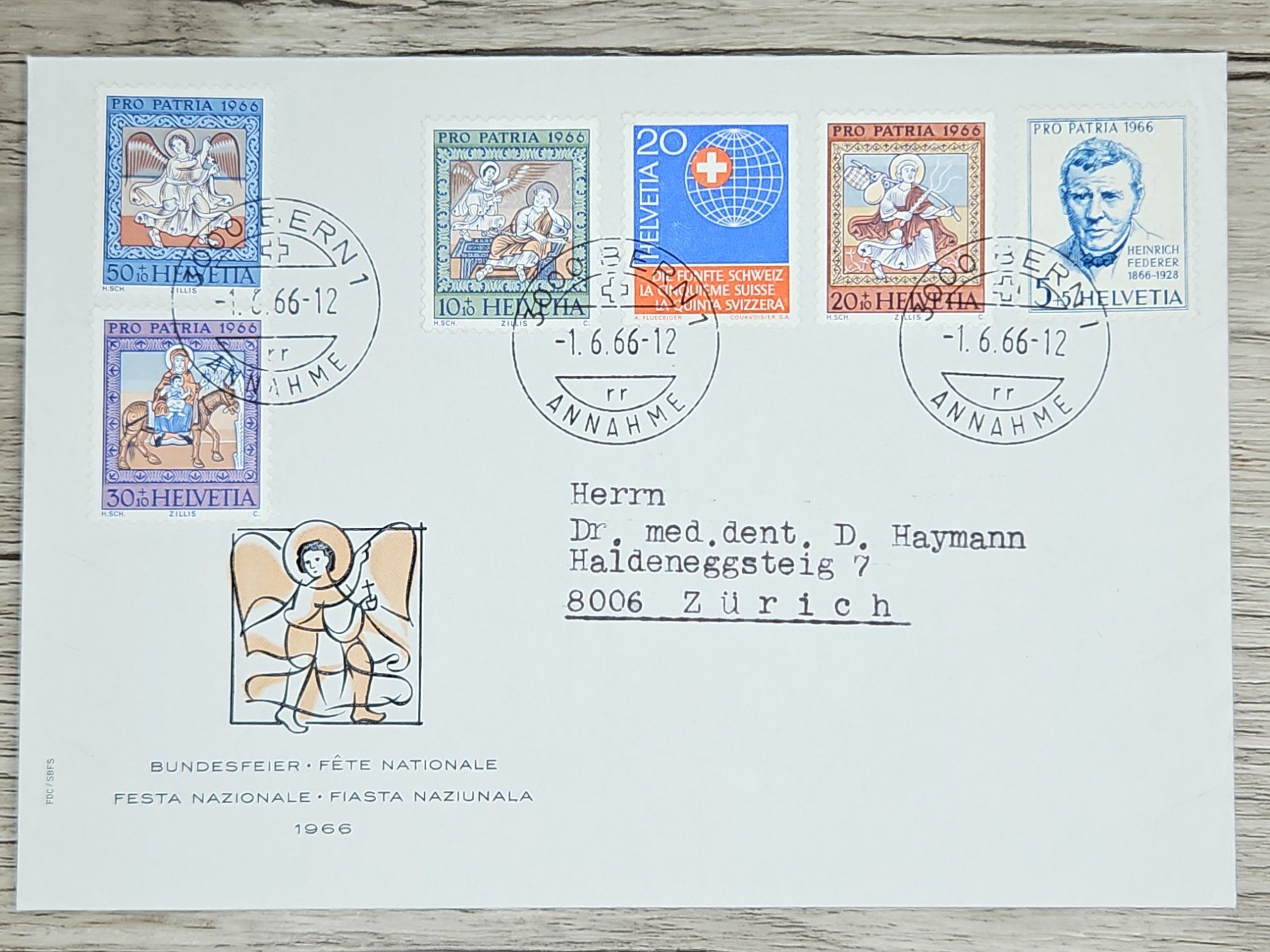 Tutti i francobolli: CL02 Enveloppe + Timbre Suisse 1966 – Usato da Cousset venduto da Patrick_Collections