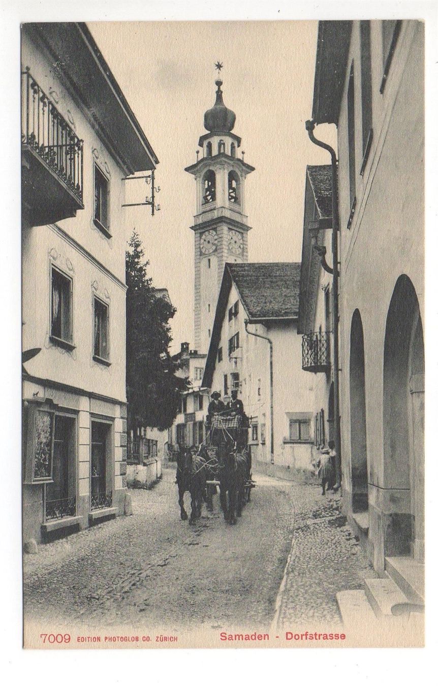 Cartoline postali: SAMADEN Dorfstrasse - Postkutsche – Nuovo (secondo la descrizione) da Jona venduto da philajona