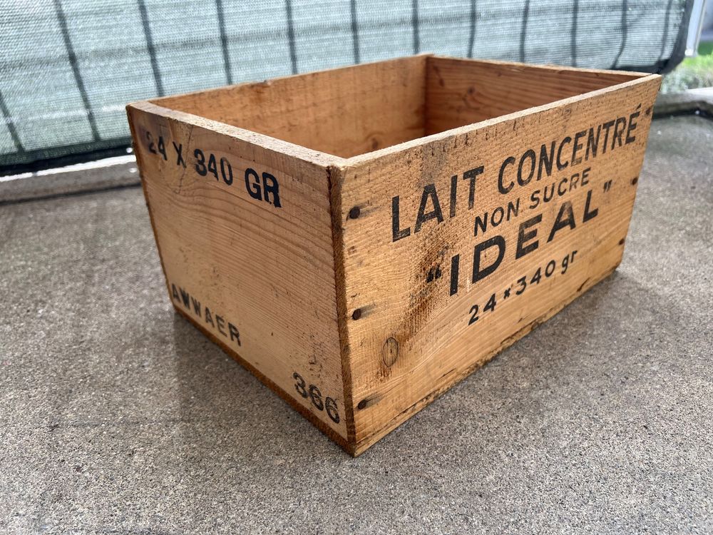 Ancienne Caisse En Bois Lait Mont Blanc - Non Sucré - Vintage Déco
