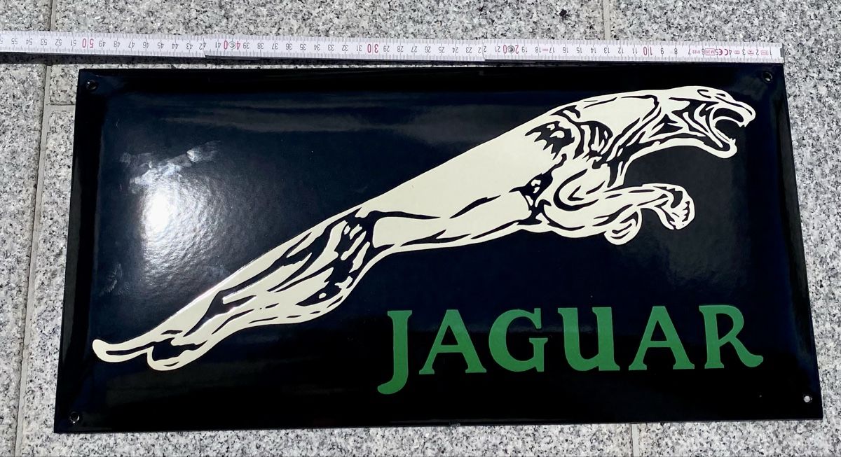 Jaguar Insegne: Jaguar Emaille-Werbeschild – Nuovo (secondo la descrizione) da Rotkreuz venduto da Once0 1